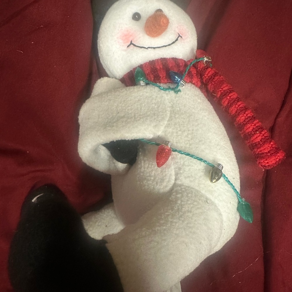 Festive Snowman Plush with Scarf‎ and Lights